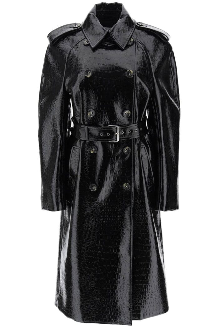 SPORTMAX 'faggi' Crocodile-effect Vinyl Trench Coat