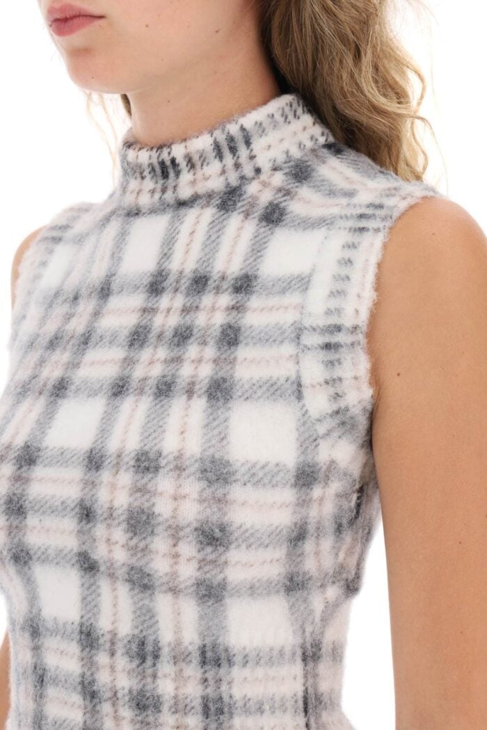 SPORTMAX Gallico Crop Top In Tartan Alpaca