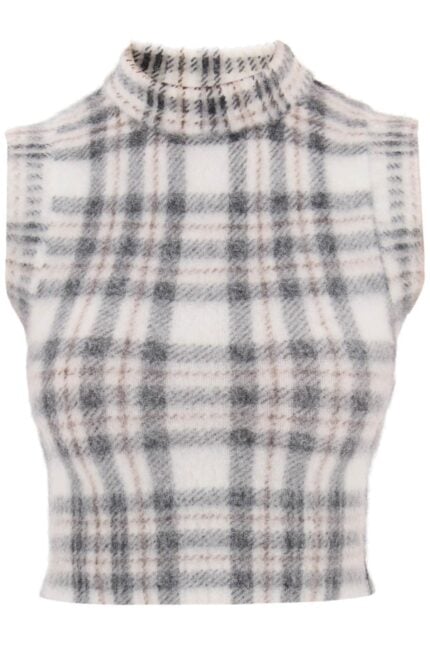 SPORTMAX Gallico Crop Top In Tartan Alpaca