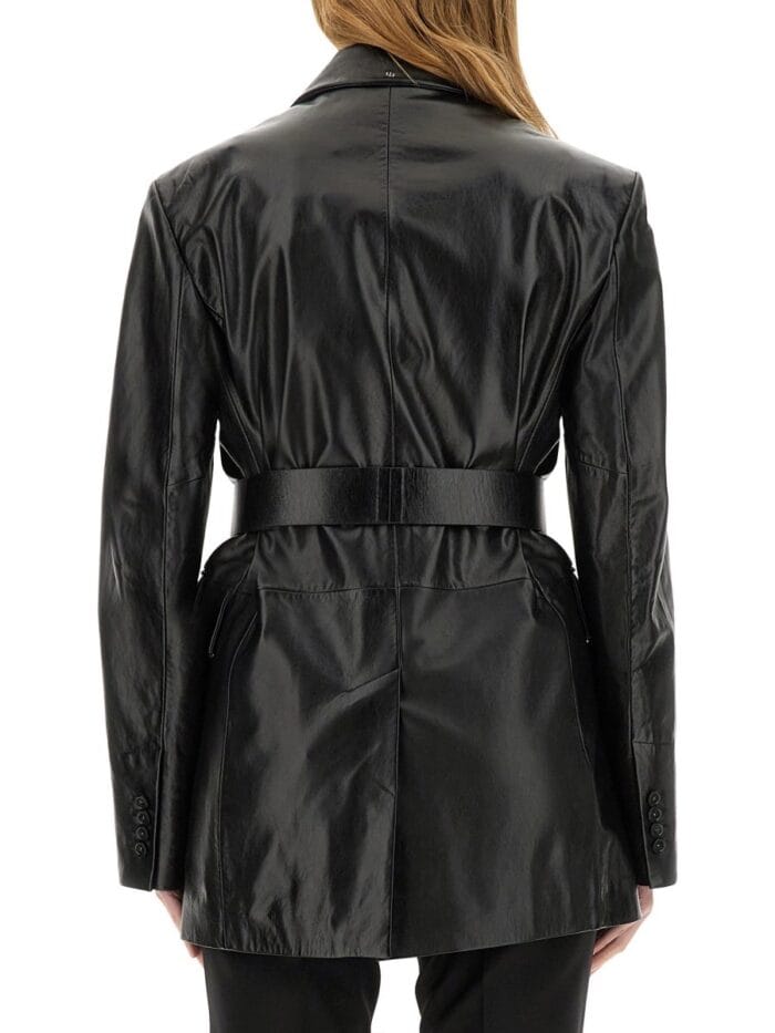 Sportmax LEATHER JACKET WITH BELT