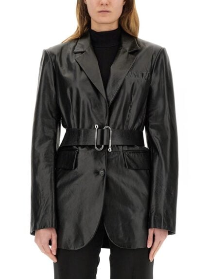 Sportmax LEATHER JACKET WITH BELT