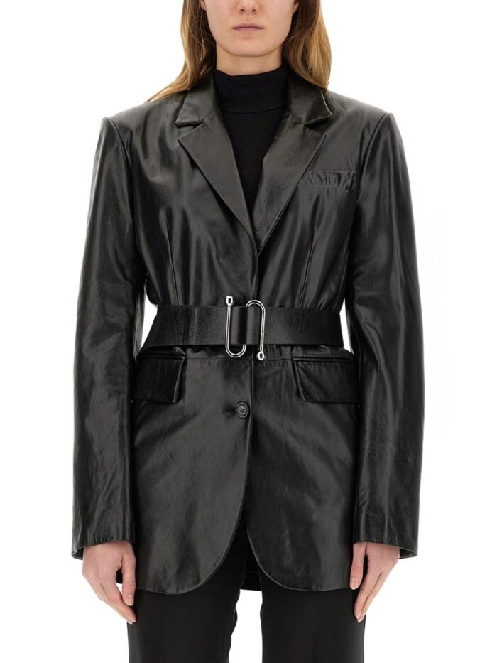 Sportmax LEATHER JACKET WITH BELT
