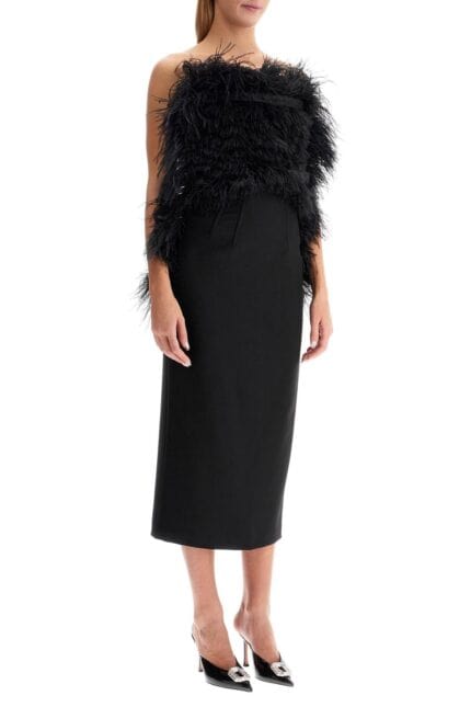 SPORTMAX Midi Dress With Feathers