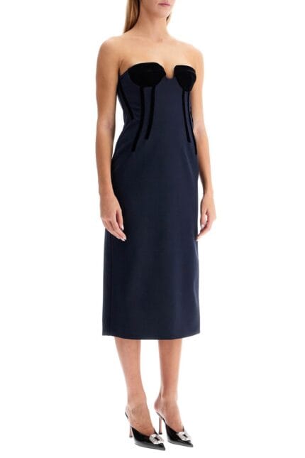 SPORTMAX Velvet Detailed Bustier Dress With Nine