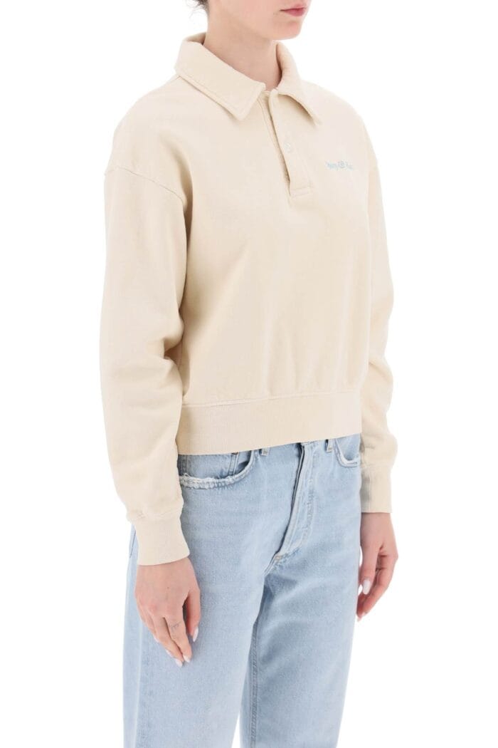 Sporty Rich Cropped Polo Sweatshirt