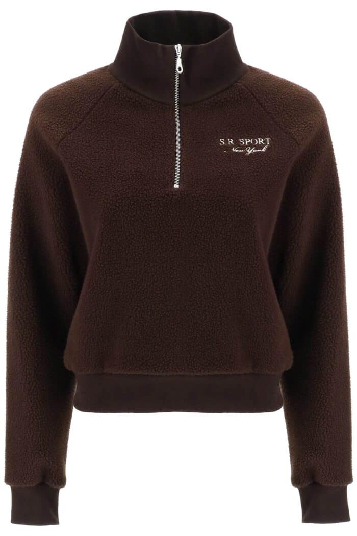 Sporty Rich Quarter Zip Sherpa Fleece Sweatshirt