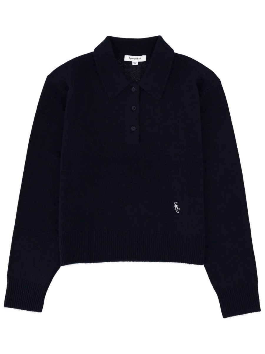 SPORTY&RICH CASHMERE POLO SHIRT