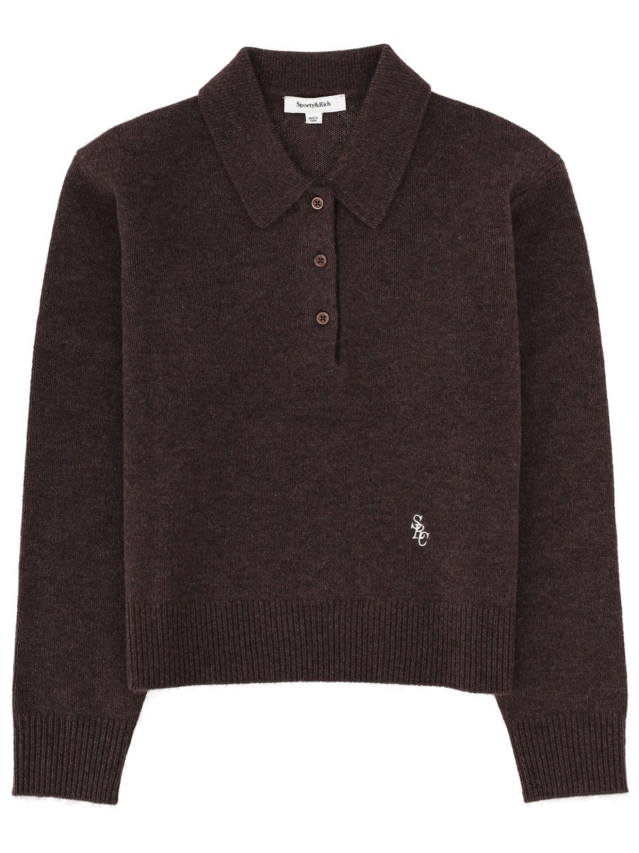SPORTY&RICH CASHMERE POLO SHIRT