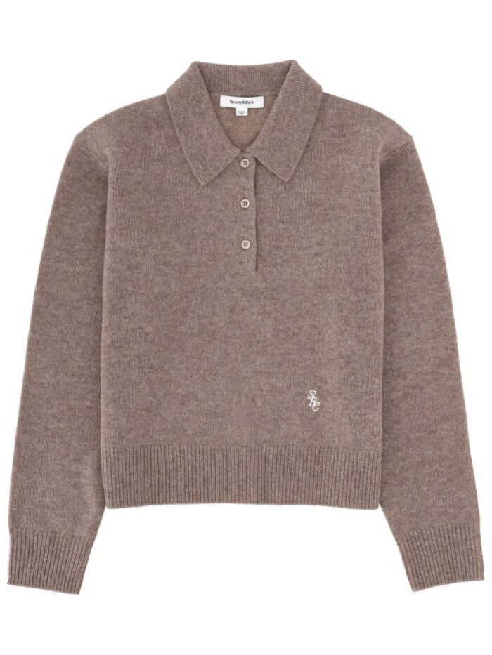 SPORTY&RICH CASHMERE POLO SHIRT