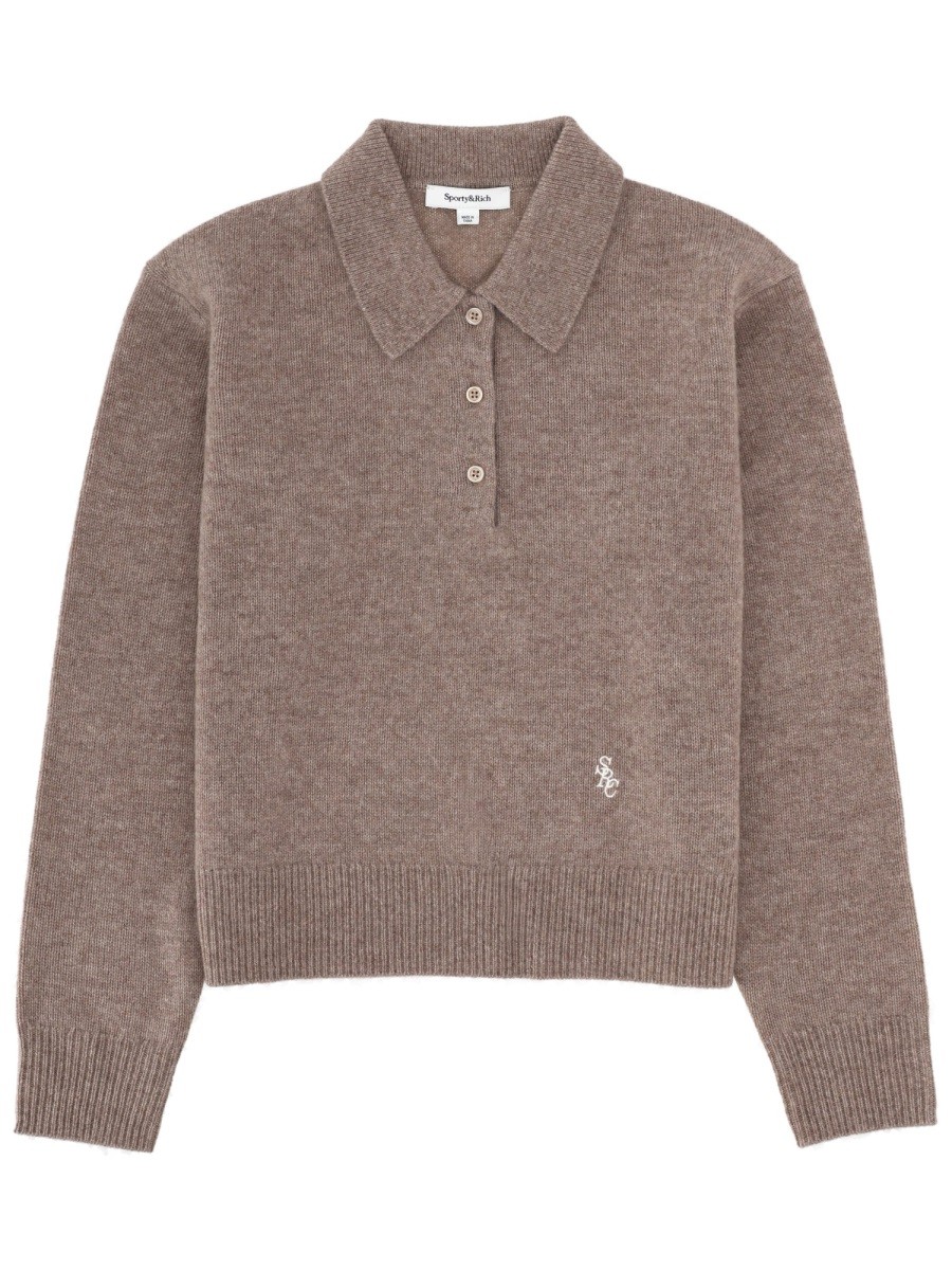 SPORTY&RICH CASHMERE POLO SHIRT