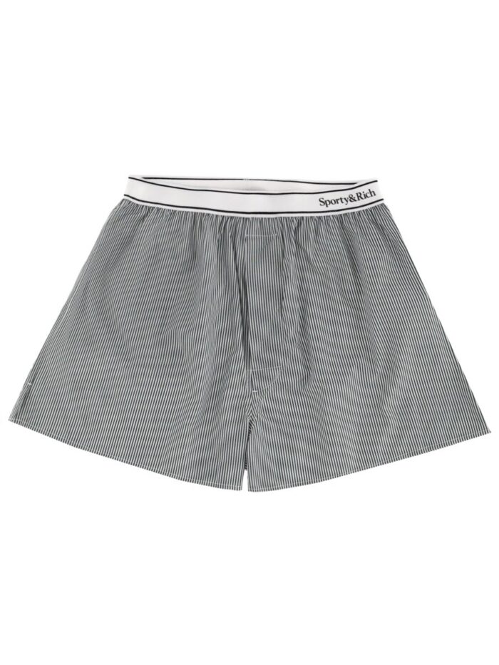 SPORTY&RICH STRIPED LOGO SHORTS