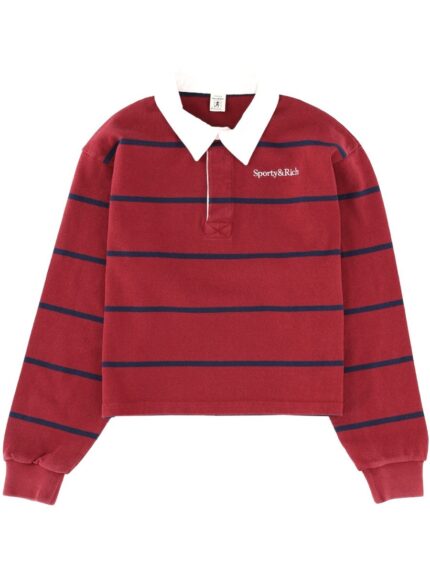 SPORTY&RICH STRIPED POLO SHIRT WITH LOGO