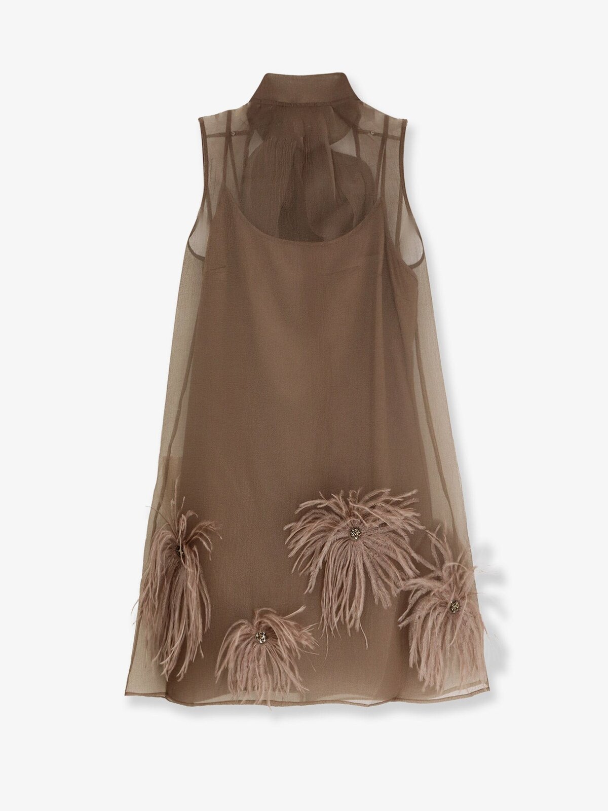 STAUD Albee Mini Dress With Feathers Detail