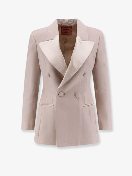 STELLA MAXWELL X MARELLA Double-breasted Wool Blend Blazer With Satin Profiles