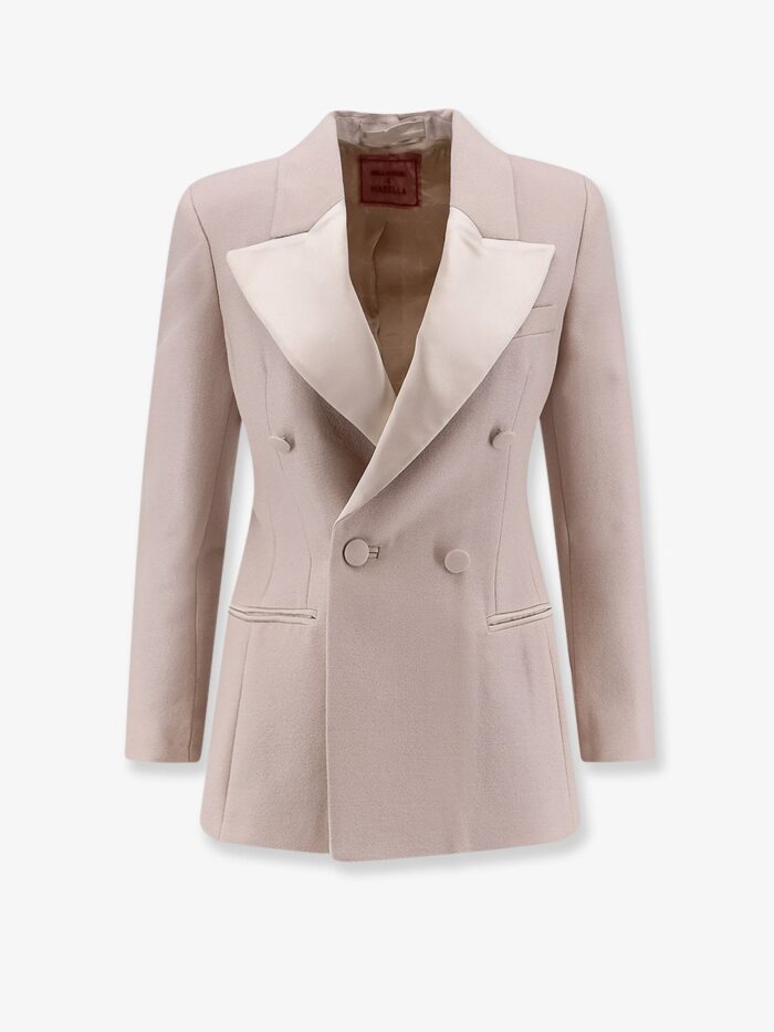 STELLA MAXWELL X MARELLA Double-breasted Wool Blend Blazer With Satin Profiles