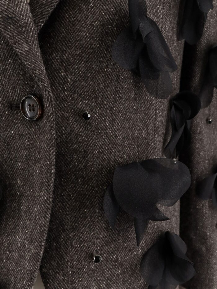 STELLA MAXWELL X MARELLA Wool Blend Blazer With Rhinestones And Flower Patch
