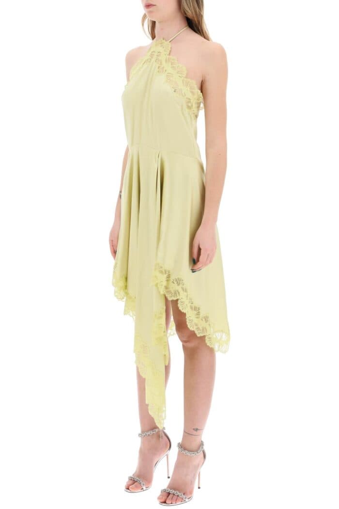STELLA McCARTNEY Asymmetric Satin Dress With Lace Detail