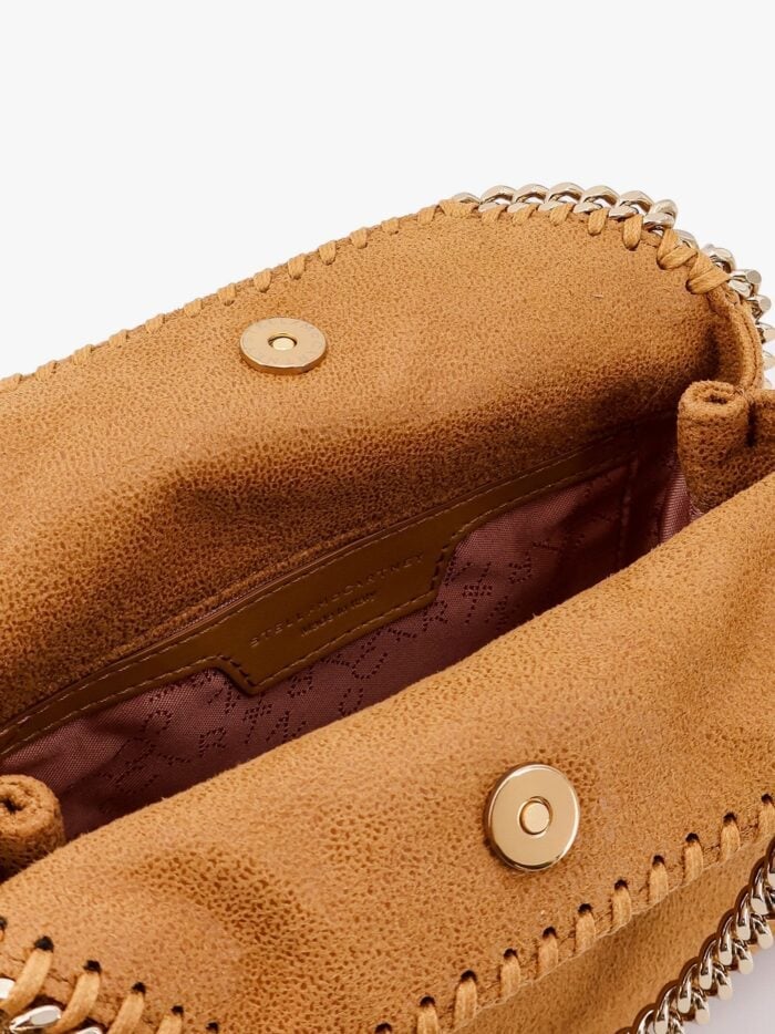 Stella Mccartney Falabella Mini Tote Shoulder Bag In Shaggy Deer Eco Shiny Fabric