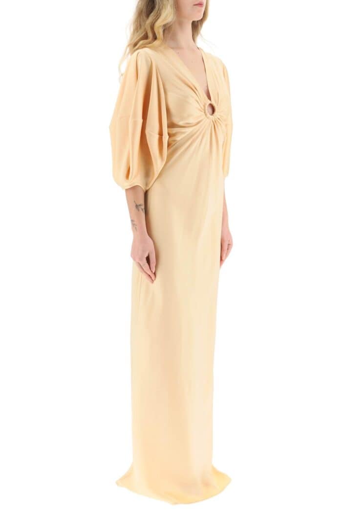 Stella Mccartney Satin Maxi Dress With Cut-out Ring Detail