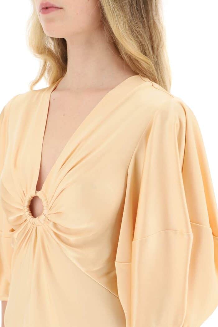 Stella Mccartney Satin Maxi Dress With Cut-out Ring Detail