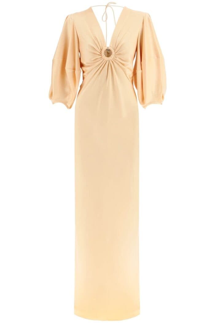 Stella Mccartney Satin Maxi Dress With Cut-out Ring Detail