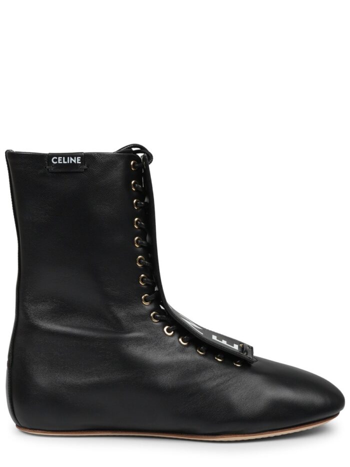 celine stivale in pelle con logo Celine STIVALE IN PELLE CON LOGO
