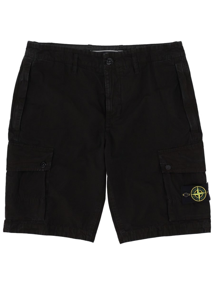 Stone Island CARGO SHORTS WITH LOGO PATCH
