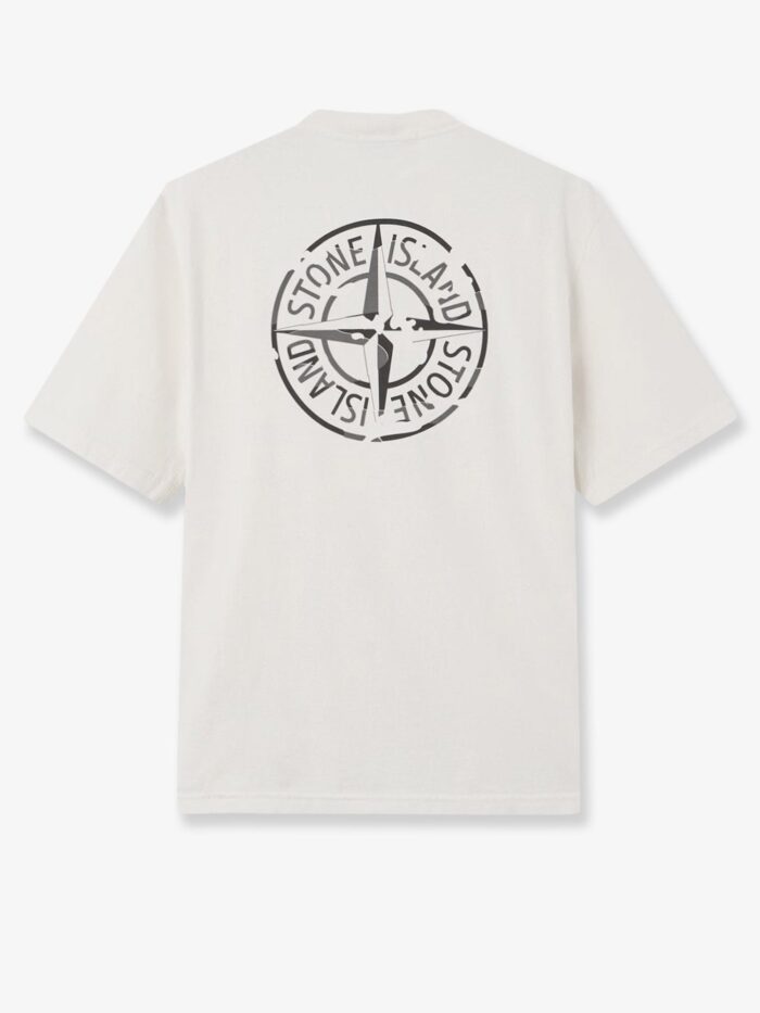 Stone Island Cotton T-shirt With Tone-on-tone Logo Print On The Front