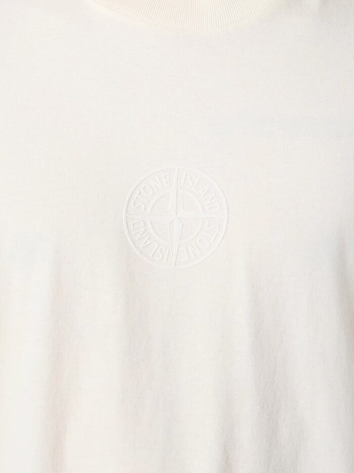 Stone Island Cotton T-shirt With Tone-on-tone Logo Print On The Front