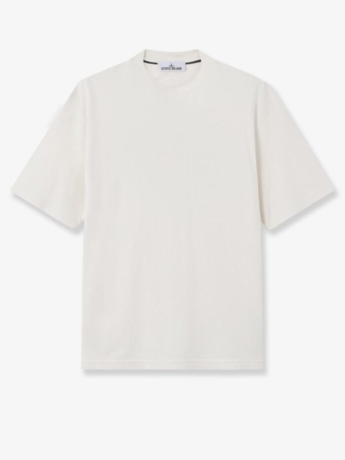 Stone Island Cotton T-shirt With Tone-on-tone Logo Print On The Front