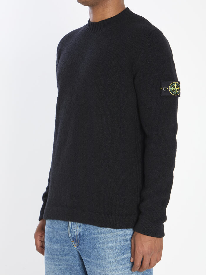 Stone Island Crew neck sweater with brushed texture.