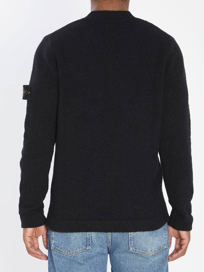 Stone Island Crew neck sweater with brushed texture.
