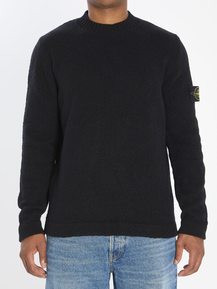 Stone Island Crew neck sweater with brushed texture.