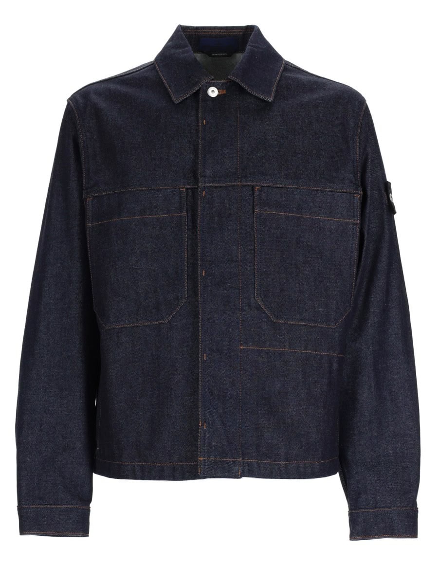 Stone Island GIACCA IN DENIM CON PATCH LOGO