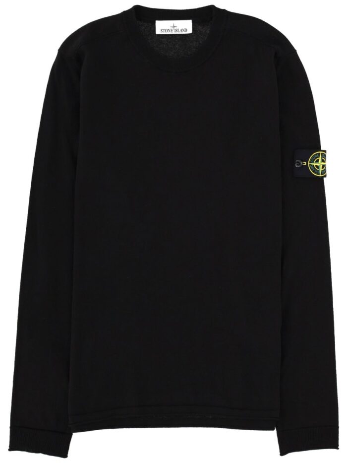 stone island maglia in cotone con patch logo Stone Island MAGLIA IN COTONE CON PATCH LOGO