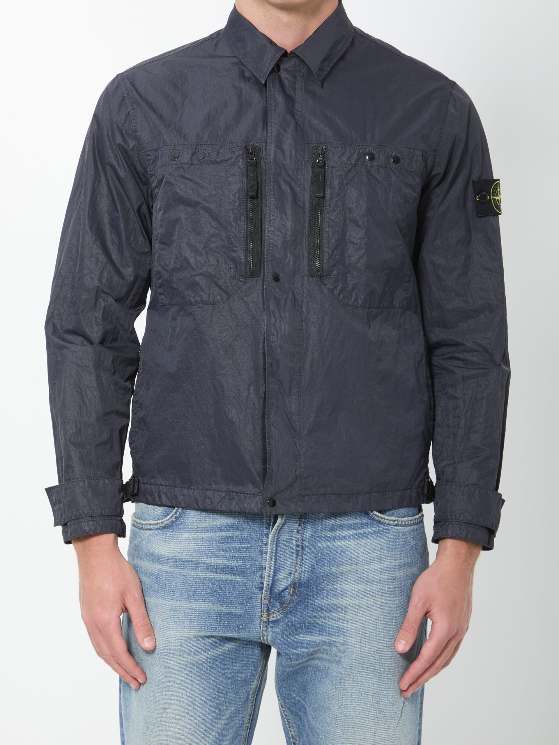 Stone Island Navy blue nylon overshirt