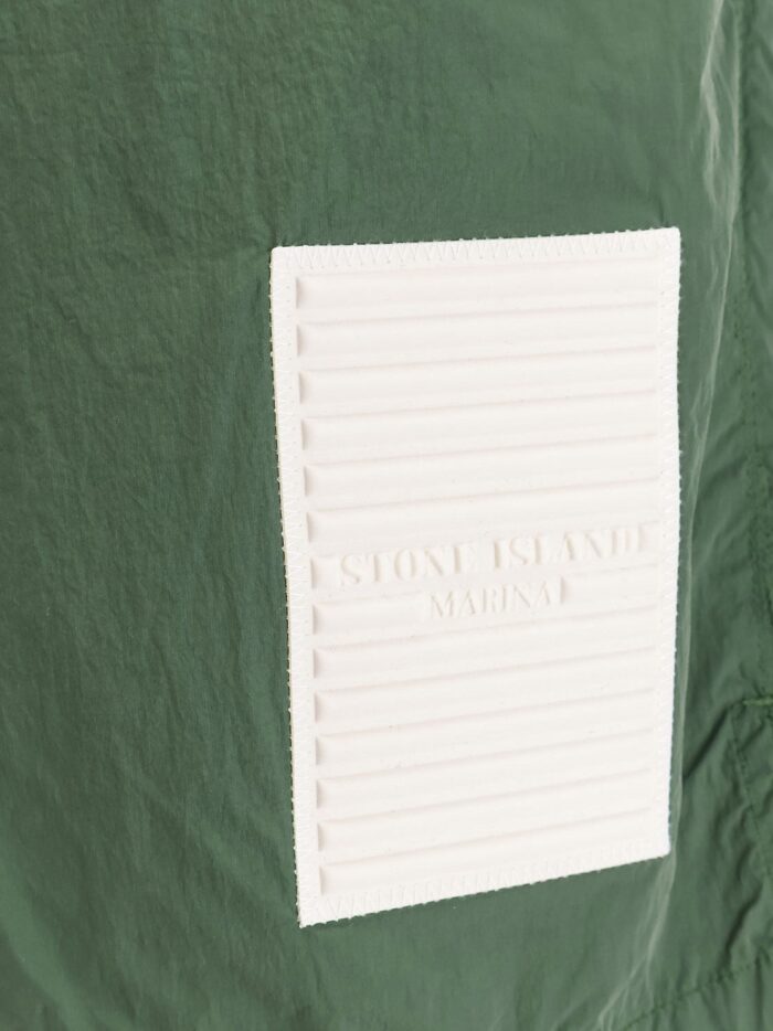 Stone Island Nylon Swim Trunks With Contrasting Logo Patch