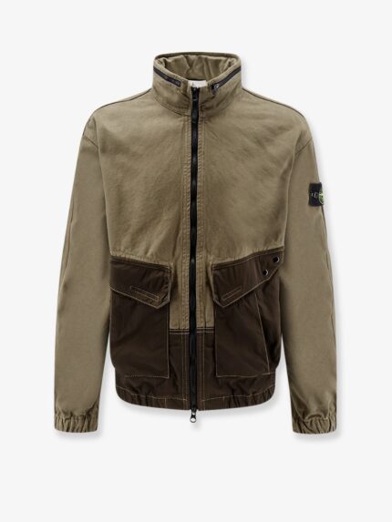Stone Island Organic Cotton Jacket With Nylon Hood