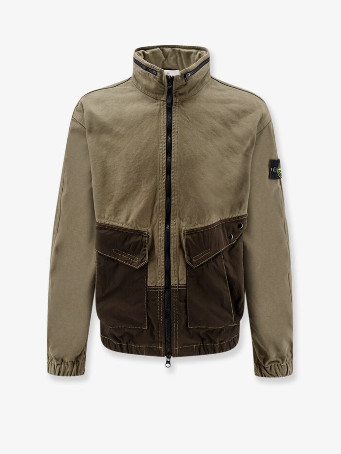 stone island organic cotton jacket with nylon hood Stone Island Organic Cotton Jacket With Nylon Hood