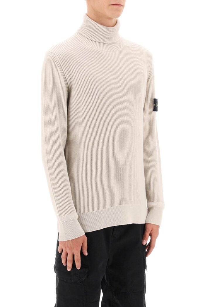 Stone Island Ribbed Wool Turtleneck Sweater