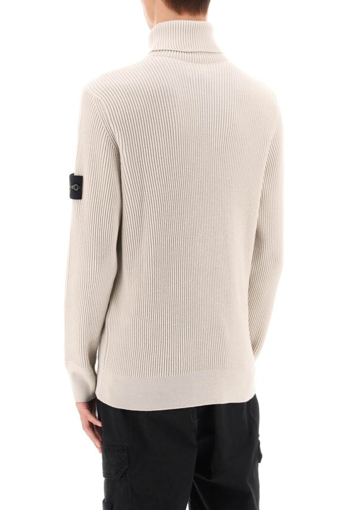 Stone Island Ribbed Wool Turtleneck Sweater