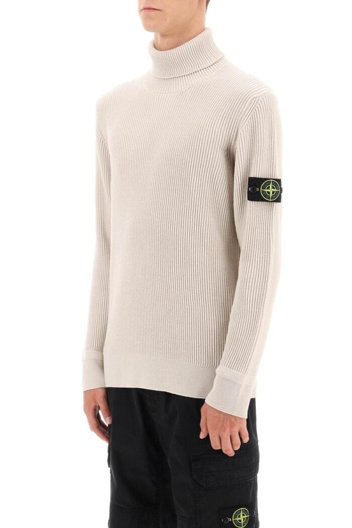 Stone Island Ribbed Wool Turtleneck Sweater