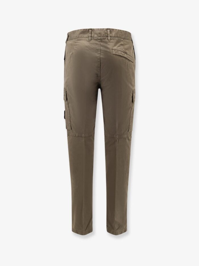 Stone Island Stretch Cotton Trousers With Iconic Logo Patch