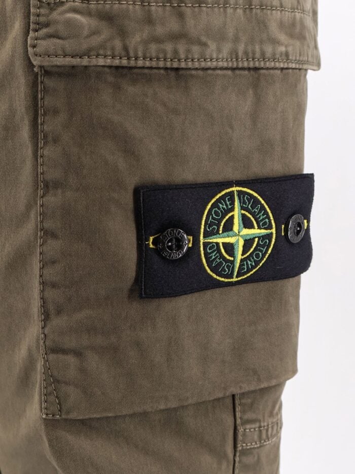 Stone Island Stretch Cotton Trousers With Iconic Logo Patch