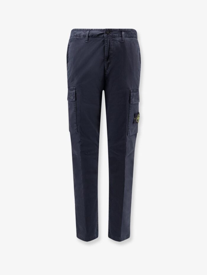 Stone Island Stretch Cotton Trousers With Iconic Logo Patch