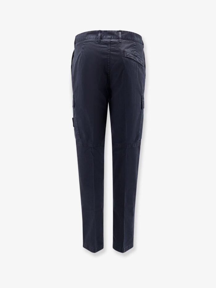 Stone Island Stretch Cotton Trousers With Iconic Logo Patch