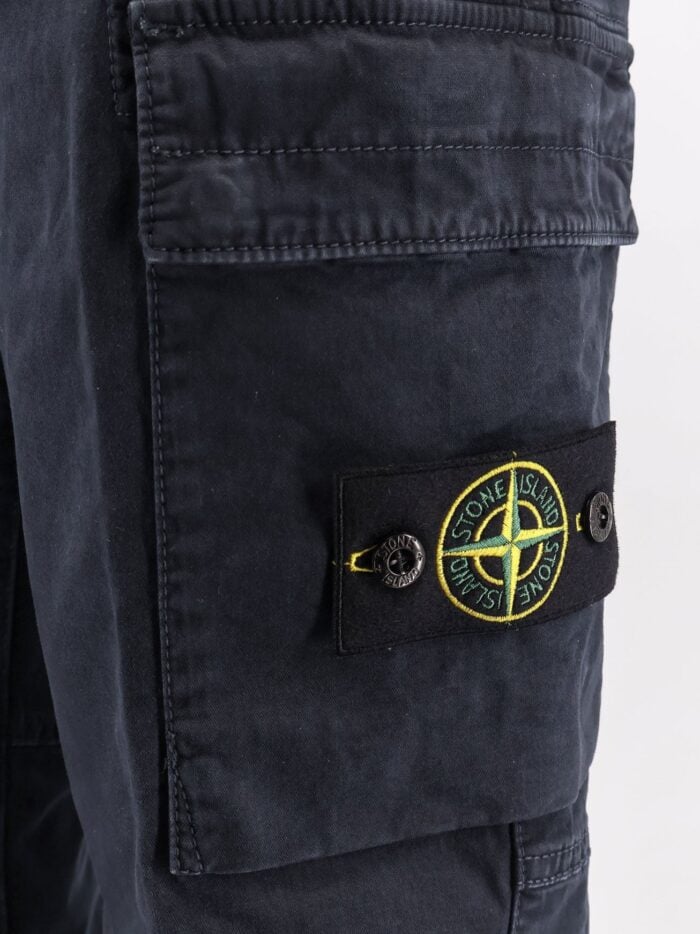 Stone Island Stretch Cotton Trousers With Iconic Logo Patch