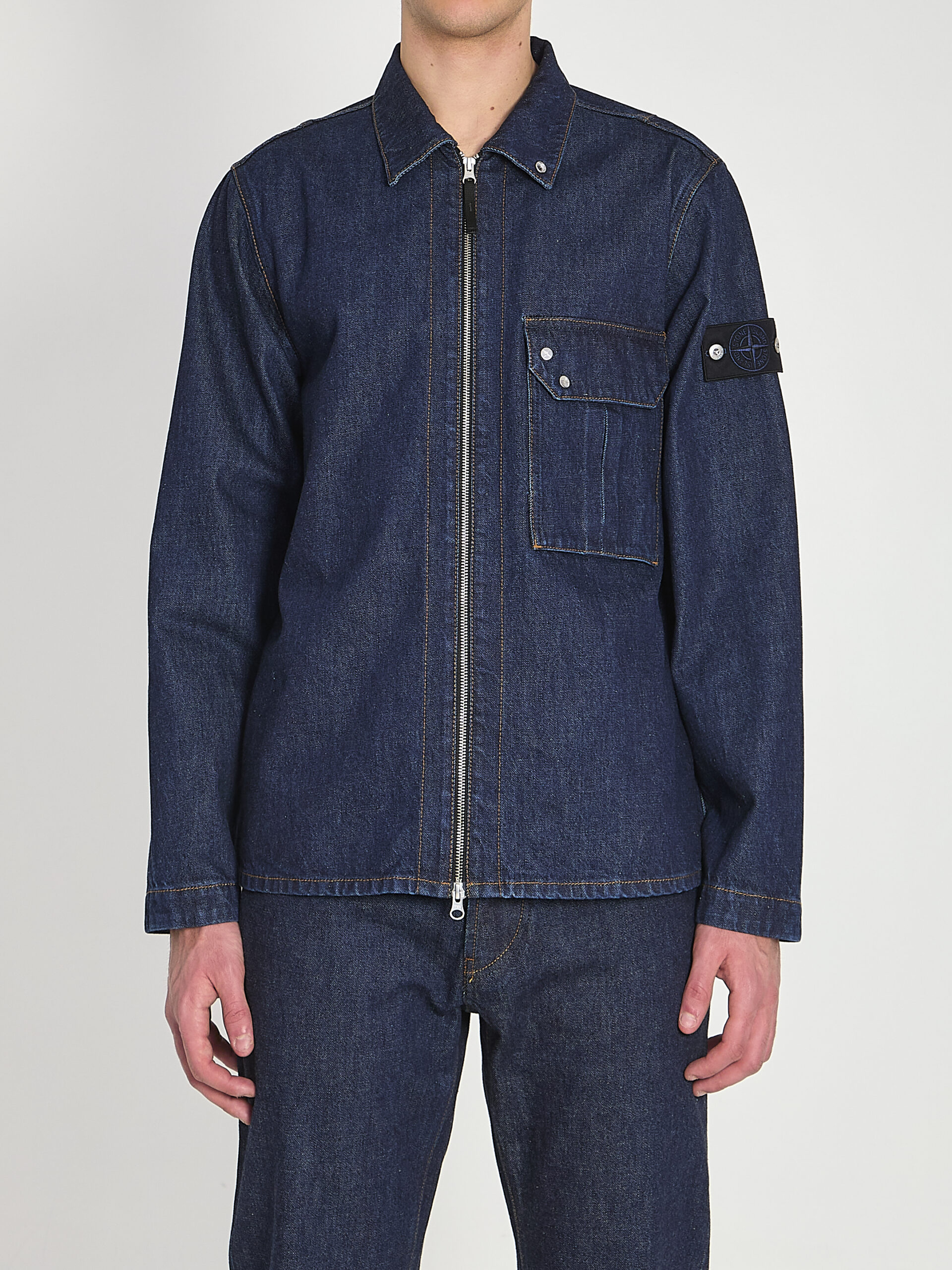 Stone Island Zip denim overshirt