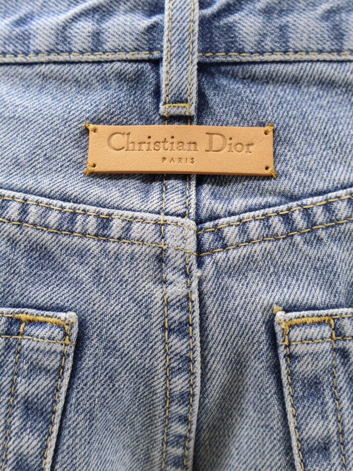Stonewashed Denim Jeans With Dior Oblique Motif Inside