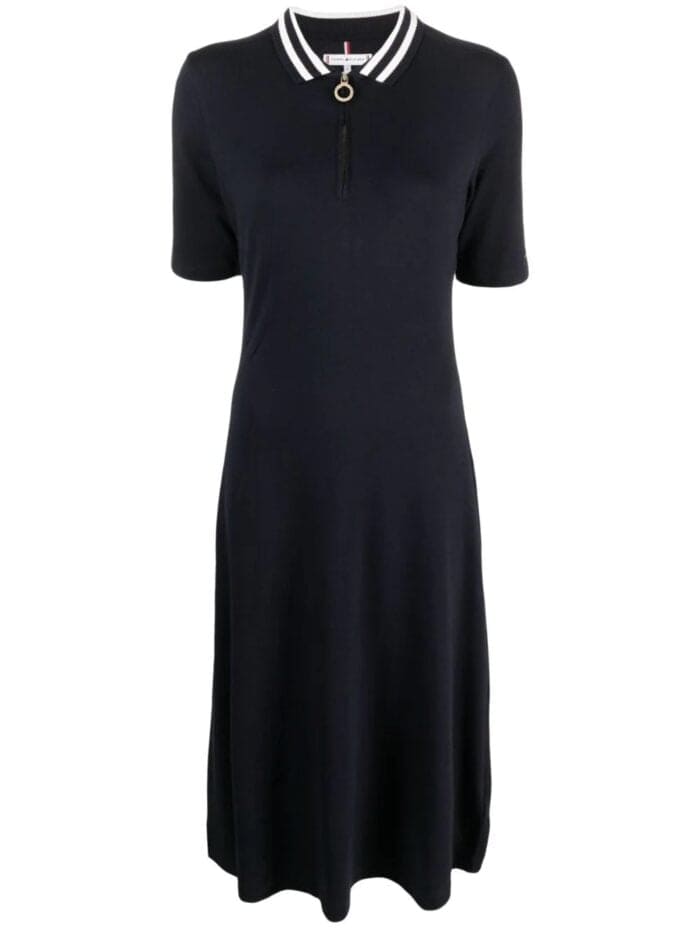 Str 1/2zip Polo Midi Dress